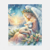 Couverture Polaire Christmas Angel with Lamb in Winter Peace (Devant)