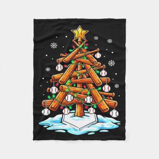 Couverture Polaire Christmas Baseball Tree Lights Xmas (Devant)