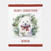 Couverture Polaire Christmas Bear Blanket for Kids With Name (Devant)