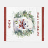 Couverture Polaire Christmas Bear Blanket for Kids With Name (Devant (Horizontal))