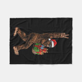 Couverture Polaire Christmas Bigfoot Santa Hat Funny Sasquatch Big Fo (Devant (Horizontal))