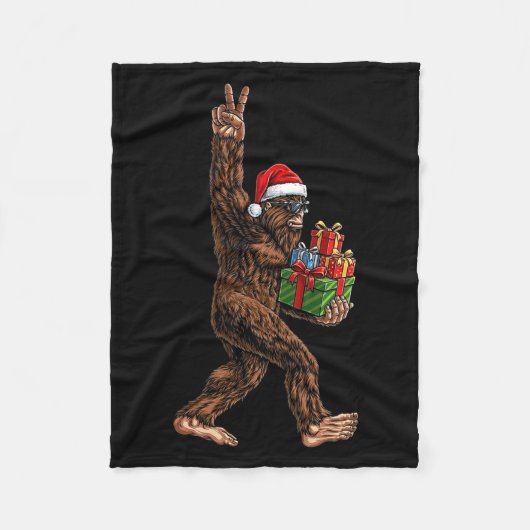 Couverture Polaire Christmas Bigfoot Santa Hat Funny Sasquatch Big Fo (Devant)