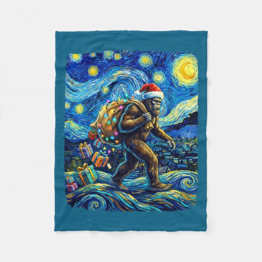 Couverture Polaire Christmas Bigfoot Santa Hat Van Gogh Starry Night  (Devant)