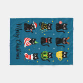 Couverture Polaire Christmas Black Cats Merry Christmas Cute Holiday  (Devant (Horizontal))
