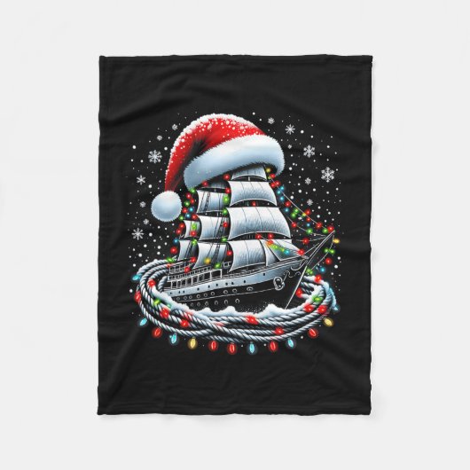 Couverture Polaire Christmas Boating Sailing Cruise Boat Surrounded B (Devant)