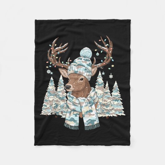 Couverture Polaire Christmas Camo Hunting Reindeer Pajamas With Deer  (Devant)