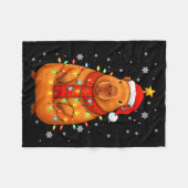 Couverture Polaire Christmas Capybara With Santa Hat Xmas Lights Tree (Devant (Horizontal))
