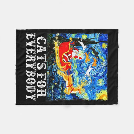 Couverture Polaire Christmas Cats For Everybody Funny Santa Starry Ni (Devant (Horizontal))