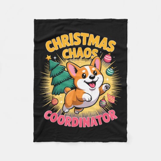 Couverture Polaire Christmas Chaos Coordinator Xmas Puppy Funny Corgi (Devant)