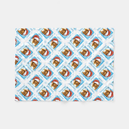 Couverture Polaire Christmas Collie Fleece Blanche (Devant (Horizontal))