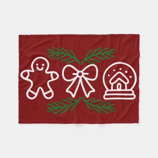 Couverture Polaire Christmas Cookies & Snow Globe Festive Design (Devant (Horizontal))