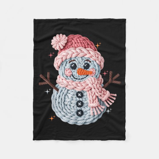 Couverture Polaire Christmas Crochet Faux Yarn Crochet Snowman Funny  (Devant)