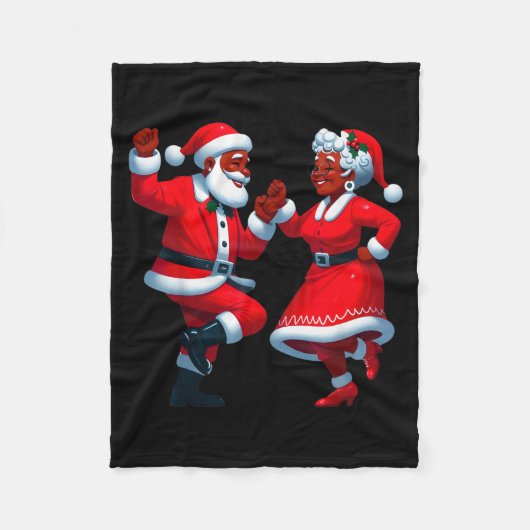 Couverture Polaire Christmas Dancing Black African American Santa Mrs (Devant)