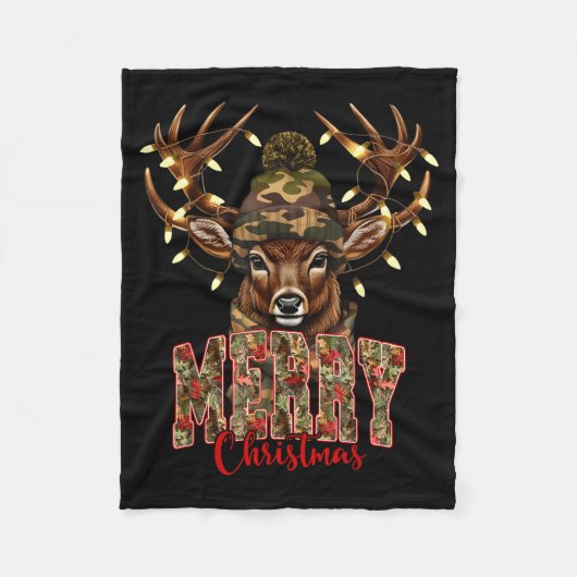 Couverture Polaire Christmas Deer Camouflage Hunting Camo Reindeer &a (Devant)
