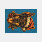 Couverture Polaire Christmas Doberman Dog With Santa Hat Gingerbread  (Devant (Horizontal))