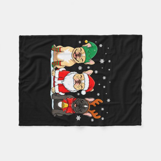 Couverture Polaire Christmas Dog French Bulldog Xmas Dog Lover Men Wo (Devant (Horizontal))