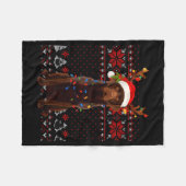 Couverture Polaire Christmas Dog With Hat And Lights - Funny Holiday (Devant (Horizontal))
