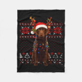 Couverture Polaire Christmas Dog With Hat And Lights - Funny Holiday (Devant)