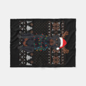 Couverture Polaire Christmas Dog With Hat And Lights - Funny Holiday  (Devant (Horizontal))