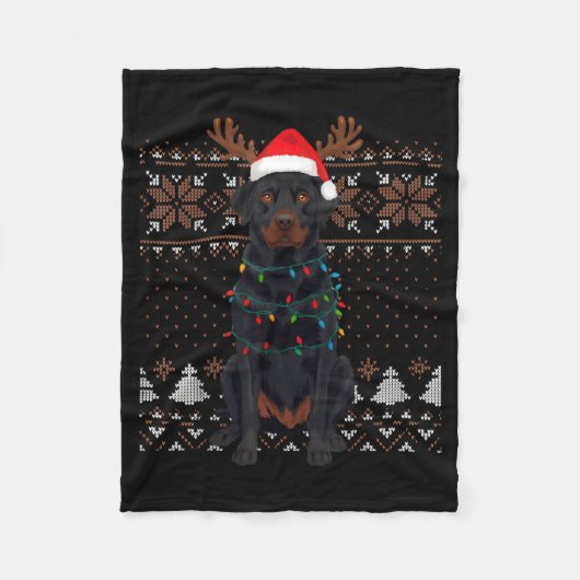 Couverture Polaire Christmas Dog With Hat And Lights - Funny Holiday  (Devant)