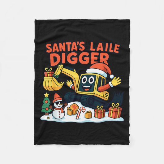 Couverture Polaire Christmas Excavator Santa Digger Funny Holiday (Devant)
