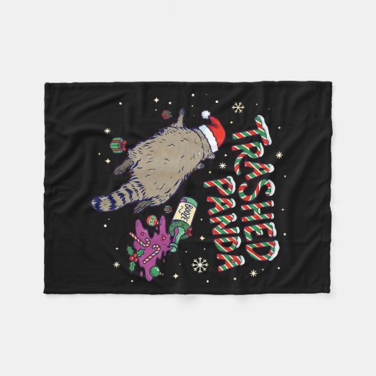 Couverture Polaire Christmas Funny Trashed Panda Racoon Gets Drunk Xm (Devant (Horizontal))