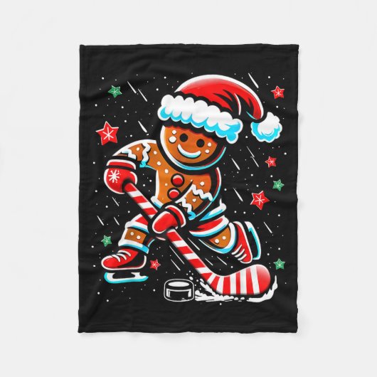 Couverture Polaire Christmas Gingerbread Ice Hockey Srts Funny Xmas P (Devant)
