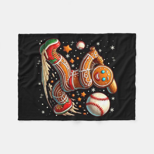Couverture Polaire Christmas Gingerbread Man Srts Player Funny Baseba (Devant (Horizontal))
