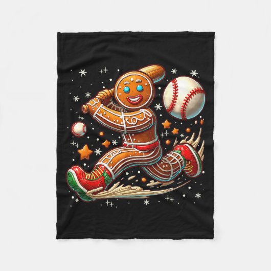 Couverture Polaire Christmas Gingerbread Man Srts Player Funny Baseba (Devant)