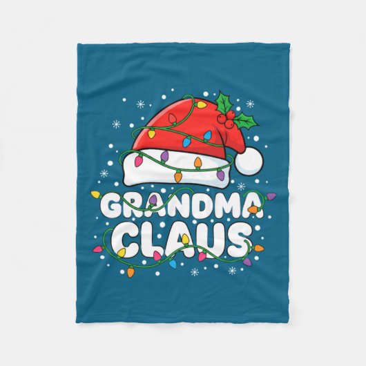 Couverture Polaire Christmas Grandma Claus Santa Hat Christmas Lights (Devant)