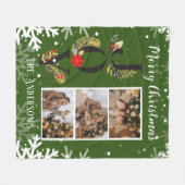 Couverture Polaire Christmas Green 3 Photo Collage Joy Fleece Blanket (Devant (Horizontal))