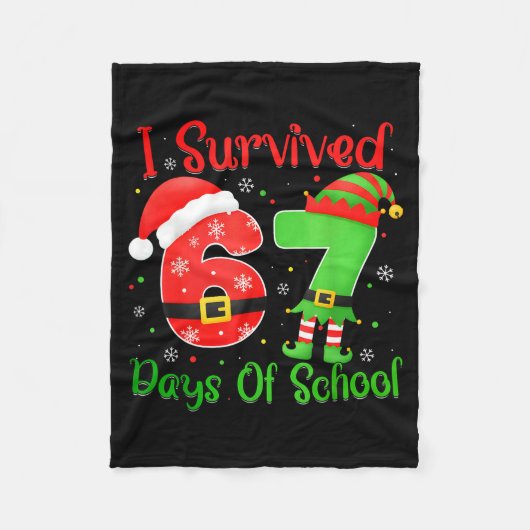 Couverture Polaire Christmas I Survived 67 Days Of School Funny Six S (Devant)