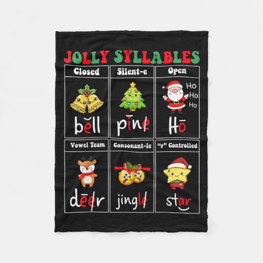Couverture Polaire Christmas Jolly Syllables Teacher Students Funny S (Devant)