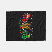 Couverture Polaire Christmas Leopard Plaid Puzzle Autism Xmas Men Wom (Devant (Horizontal))