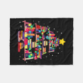 Couverture Polaire Christmas Library Tree Love Reading Books Nerd Tea (Devant (Horizontal))