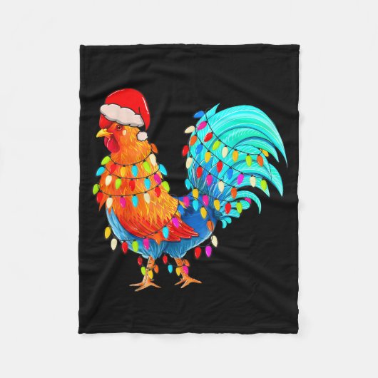 Couverture Polaire Christmas Lights Chicken Wearing Xmas Hat Chicken (Devant)