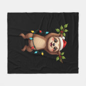 Couverture Polaire Christmas Lights Sloth Wearing Xmas Hat - Sloth Lo (Devant (Horizontal))