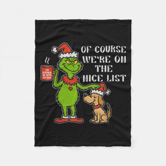 Couverture Polaire Christmas List Santa, Funny Nice List Gift For Dog (Devant)