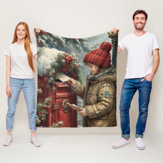 Couverture Polaire Christmas mailbox fleece blanket warm cozy winter  (En situation)