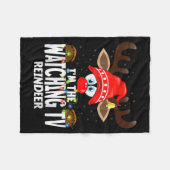 Couverture Polaire Christmas Matching I'm The Watching Tv Reindeer  (Devant (Horizontal))