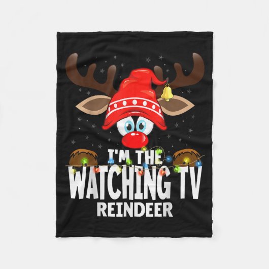 Couverture Polaire Christmas Matching I'm The Watching Tv Reindeer  (Devant)