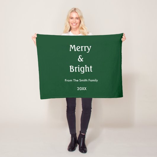 Couverture Polaire Christmas Merry And Bright Hunter Green Gift Decor (En situation)