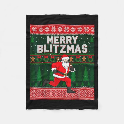 Couverture Polaire Christmas Merry Blitzmas Santa Football Ugly Sweat (Devant)