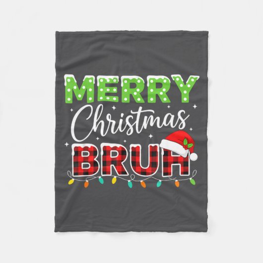 Couverture Polaire Christmas Merry Christmas Bruh Buffalo Plaid Santa (Devant)