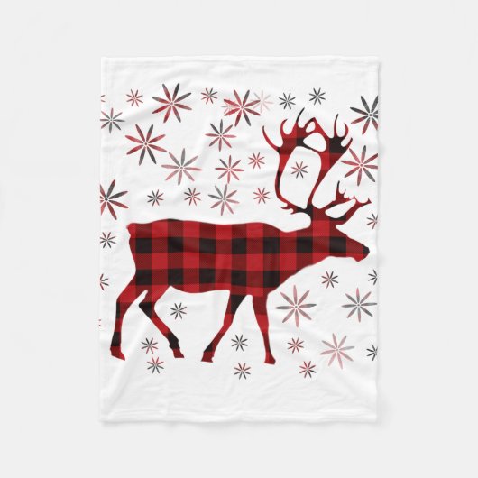 Couverture Polaire Christmas Moose, Deer, elk, caribou, red plaids (Devant)