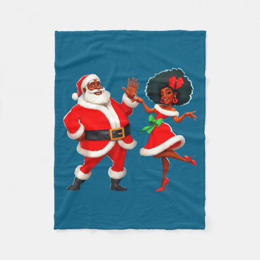 Couverture Polaire Christmas Mr Santa Mrs Claus Dancing African Ameri (Devant)