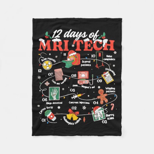 Couverture Polaire Christmas Mri Tech 12 Days Of Mri Technician New M (Devant)