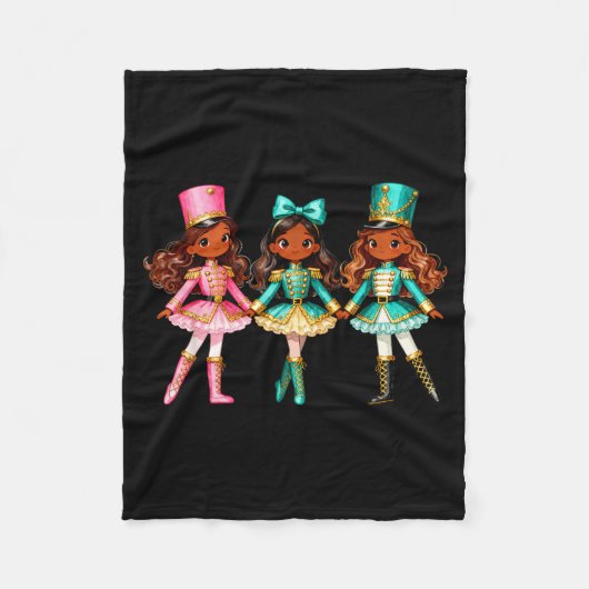 Couverture Polaire Christmas Nutcracker Black Girls Kids Festive Xmas (Devant)