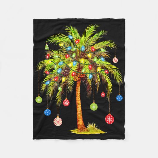 Couverture Polaire Christmas Palm Tree Light Hawaiian Tropical Xmas (Devant)