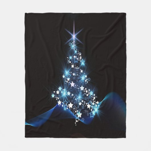 Couverture Polaire Christmas Party Blue Tree Shiny Black Elegant (Devant)